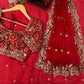 Crimson Sequin Embroidered Saree