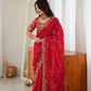 Crimson Sequin Embroidered Saree