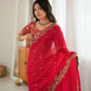 Crimson Sequin Embroidered Saree