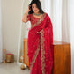 Crimson Sequin Embroidered Saree