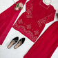 Crimson Sequin Floral Kurti