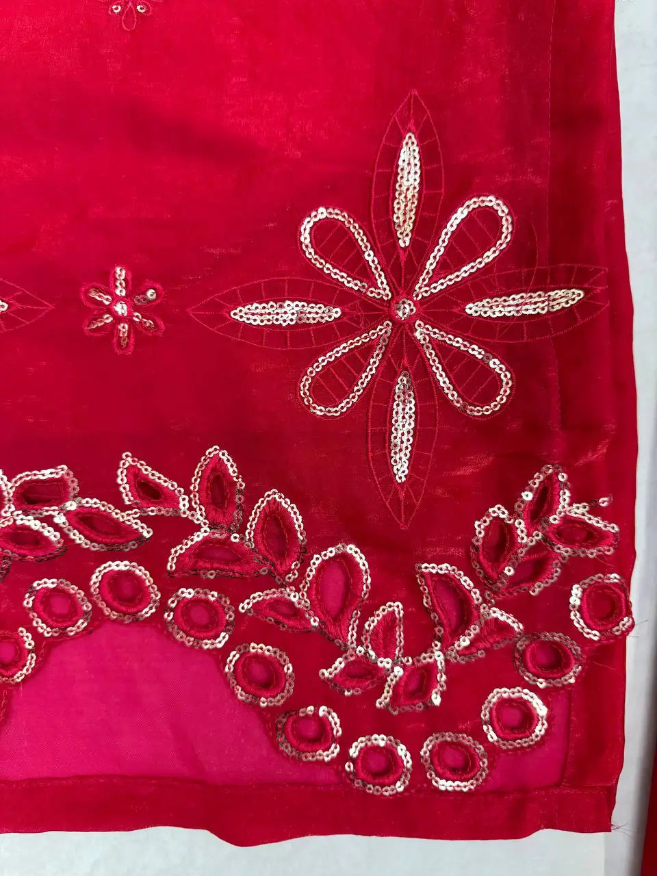 Crimson Sequin Floral Kurti