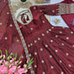 Crimson Two Tone Silk Anarkali Gown with Dupatta