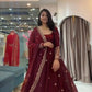 Crimson Two Tone Silk Anarkali Gown with Dupatta