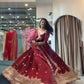 Crimson Two Tone Silk Anarkali Gown with Dupatta