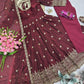 Crimson Two Tone Silk Anarkali Gown with Dupatta