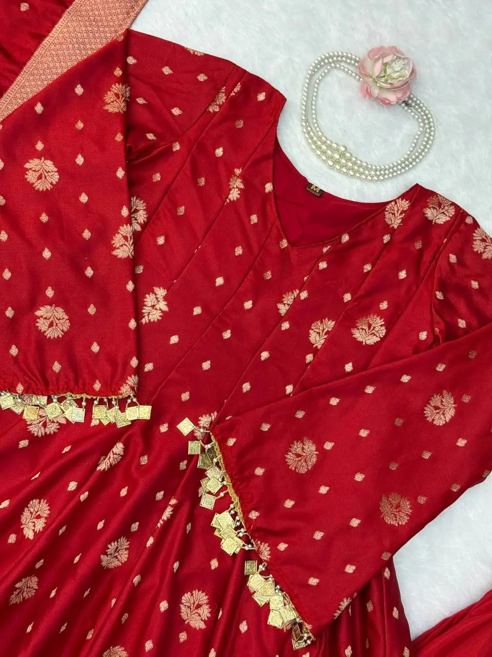 Crimson Zari Peplum Suit