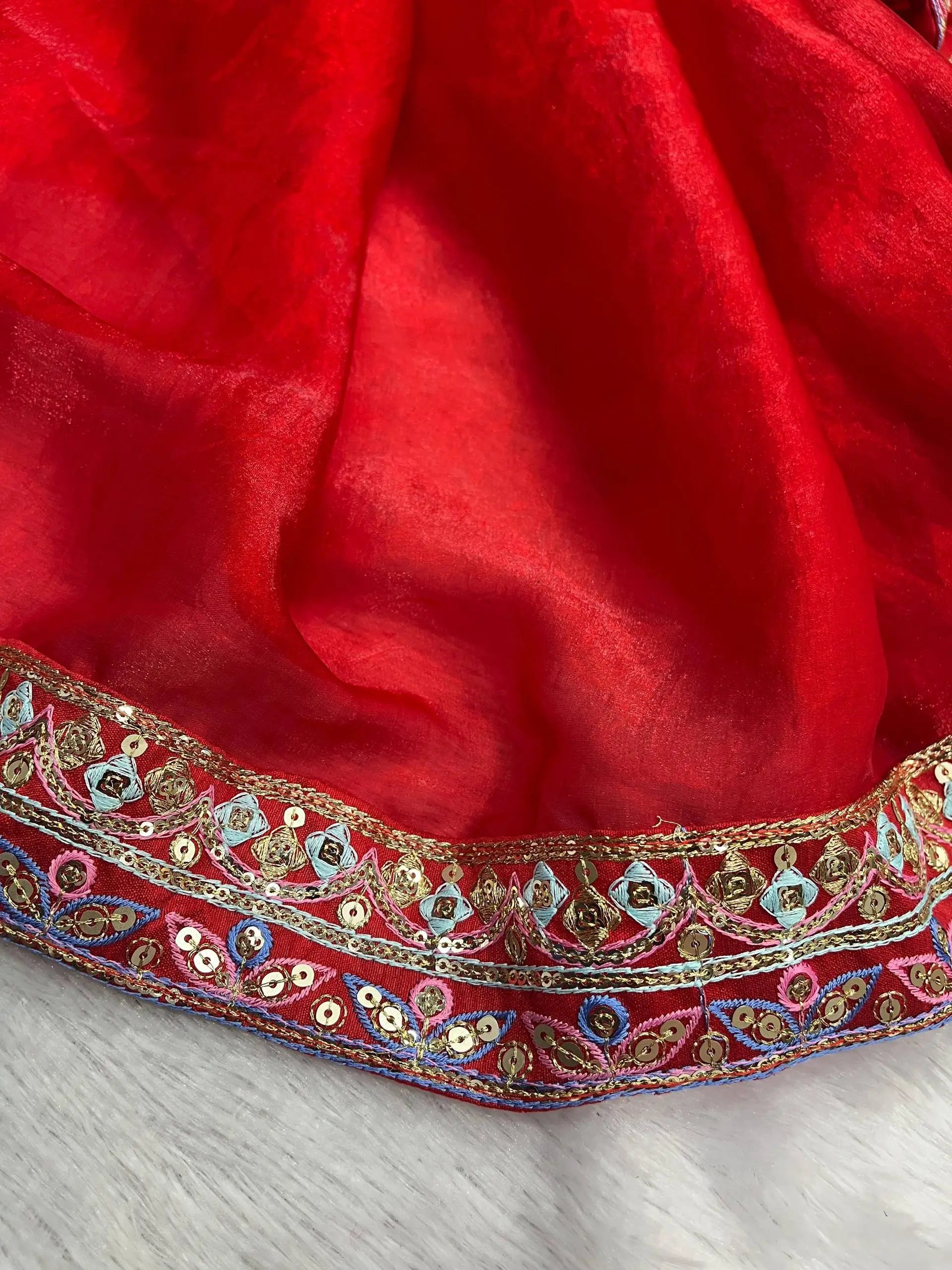 Crimson Zari Sequin Saree