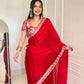 Crimson Zari Sequin Saree