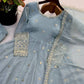 Crinkle Silk Sequin Anarkali Gown