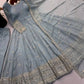 Crinkle Silk Sequin Anarkali Gown