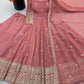 Crinkle Silk Sequin Anarkali Gown