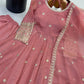 Crinkle Silk Sequin Anarkali Gown