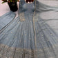Crinkle Silk Sequin Anarkali Gown