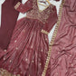 Crunchy Fabric Embroidered Anarkali Gown Set for Wedding and Festive Wear