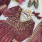 Crunchy Fabric Embroidered Anarkali Gown Set for Wedding and Festive Wear