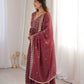 Crunchy Fabric Embroidered Anarkali Gown Set for Wedding and Festive Wear