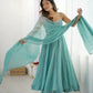 Crunchy Silk Anarkali Set with Swarovski Work Dupatta & Pant