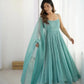 Crunchy Silk Anarkali Set with Swarovski Work Dupatta & Pant