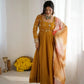 Crunchy Silk Embroidered Gown Plazzo Set
