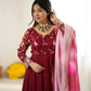 Crunchy Silk Embroidered Gown Plazzo Set