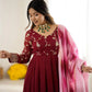 Crunchy Silk Embroidered Gown Plazzo Set