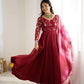 Crunchy Silk Embroidered Gown Plazzo Set