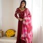 Crunchy Silk Embroidered Gown Plazzo Set