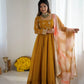 Crunchy Silk Embroidered Gown Plazzo Set