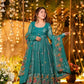 Crunchy Silk Embroidered Gown Sharara Set with Dupatta for Elegant look