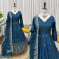 Crunchy Silk Embroidered Gown Sharara Set with Dupatta for Elegant look