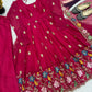 Crunchy Silk Embroidered Gown Sharara Set with Dupatta for Elegant look