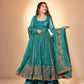 Crunchy Silk Embroidered Gown Sharara Set with Dupatta for Elegant look