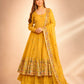 Crunchy Silk Embroidered Gown Sharara Set with Dupatta for Elegant look