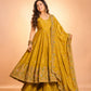 Crunchy Silk Embroidered Gown Sharara Set with Dupatta for Elegant look