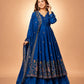 Crunchy Silk Embroidered Gown Sharara Set with Dupatta for Elegant look