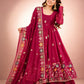Crunchy Silk Embroidered Gown Sharara Set with Dupatta for Elegant look