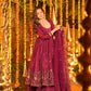 Crunchy Silk Embroidered Gown Sharara Set with Dupatta for Elegant look