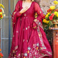 Crunchy Silk Embroidered Gown Sharara Set with Dupatta for Elegant look