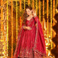 Crunchy Silk Embroidered Gown Sharara Set with Dupatta for Elegant look