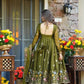 Crunchy Silk Embroidered Gown Sharara Set with Dupatta for Elegant look