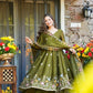 Crunchy Silk Embroidered Gown Sharara Set with Dupatta for Elegant look