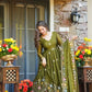 Crunchy Silk Embroidered Gown Sharara Set with Dupatta for Elegant look