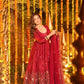 Crunchy Silk Embroidered Gown Sharara Set with Dupatta for Elegant look