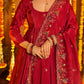 Crunchy Silk Embroidered Gown Sharara Set with Dupatta for Elegant look