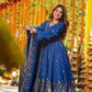 Crunchy Silk Embroidered Gown Sharara Set with Dupatta for Elegant look