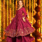 Crunchy Silk Embroidered Gown Sharara Set with Dupatta for Elegant look