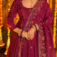 Crunchy Silk Embroidered Gown Sharara Set with Dupatta for Elegant look