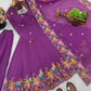 Crunchy Silk Embroidered Gown Sharara Set with Dupatta for Elegant look