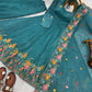 Crunchy Silk Embroidered Gown Sharara Set with Dupatta for Elegant look